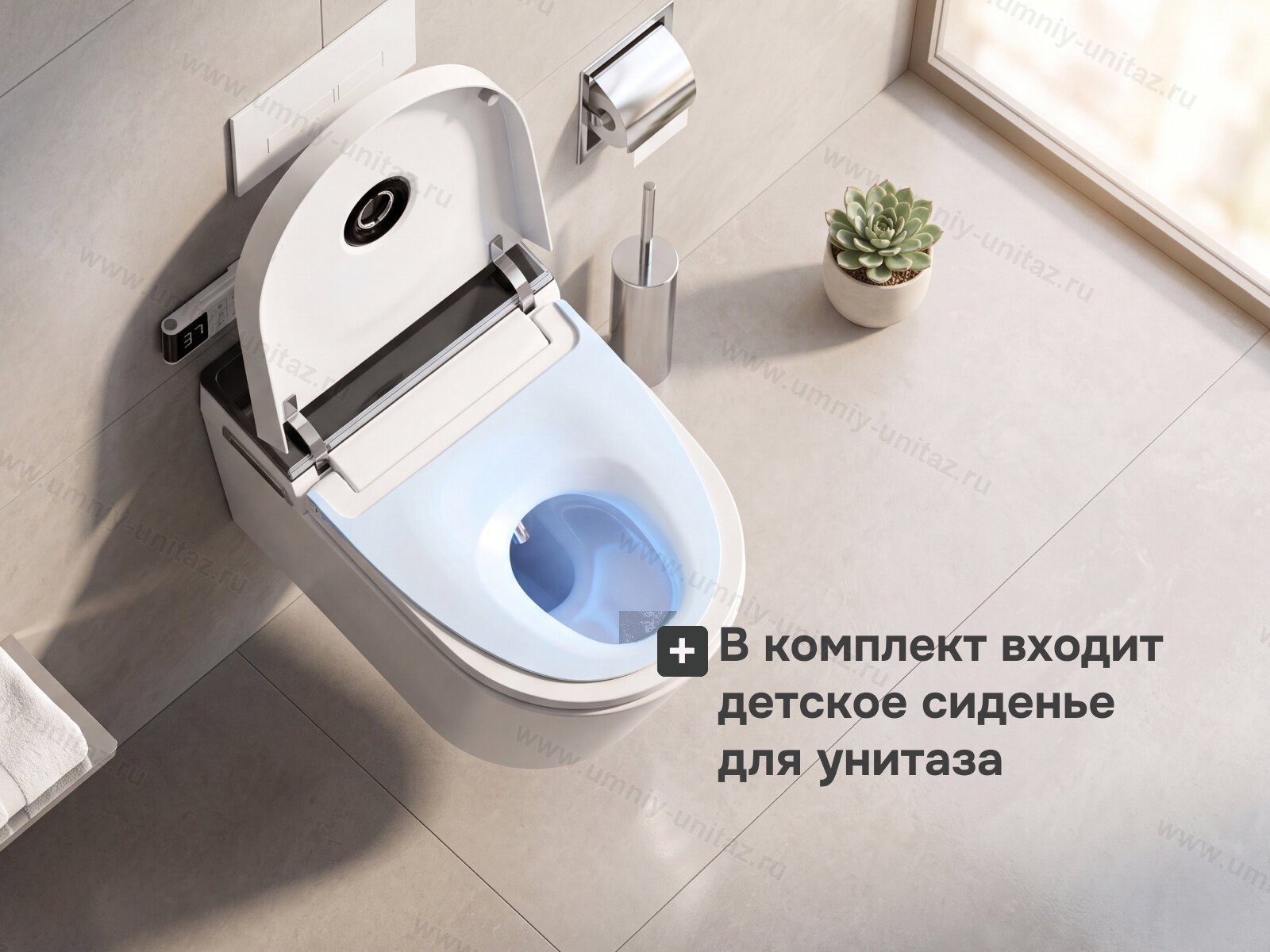 Подвесной умный унитаз Meishida 955C с биде и русским голосом — фото 9