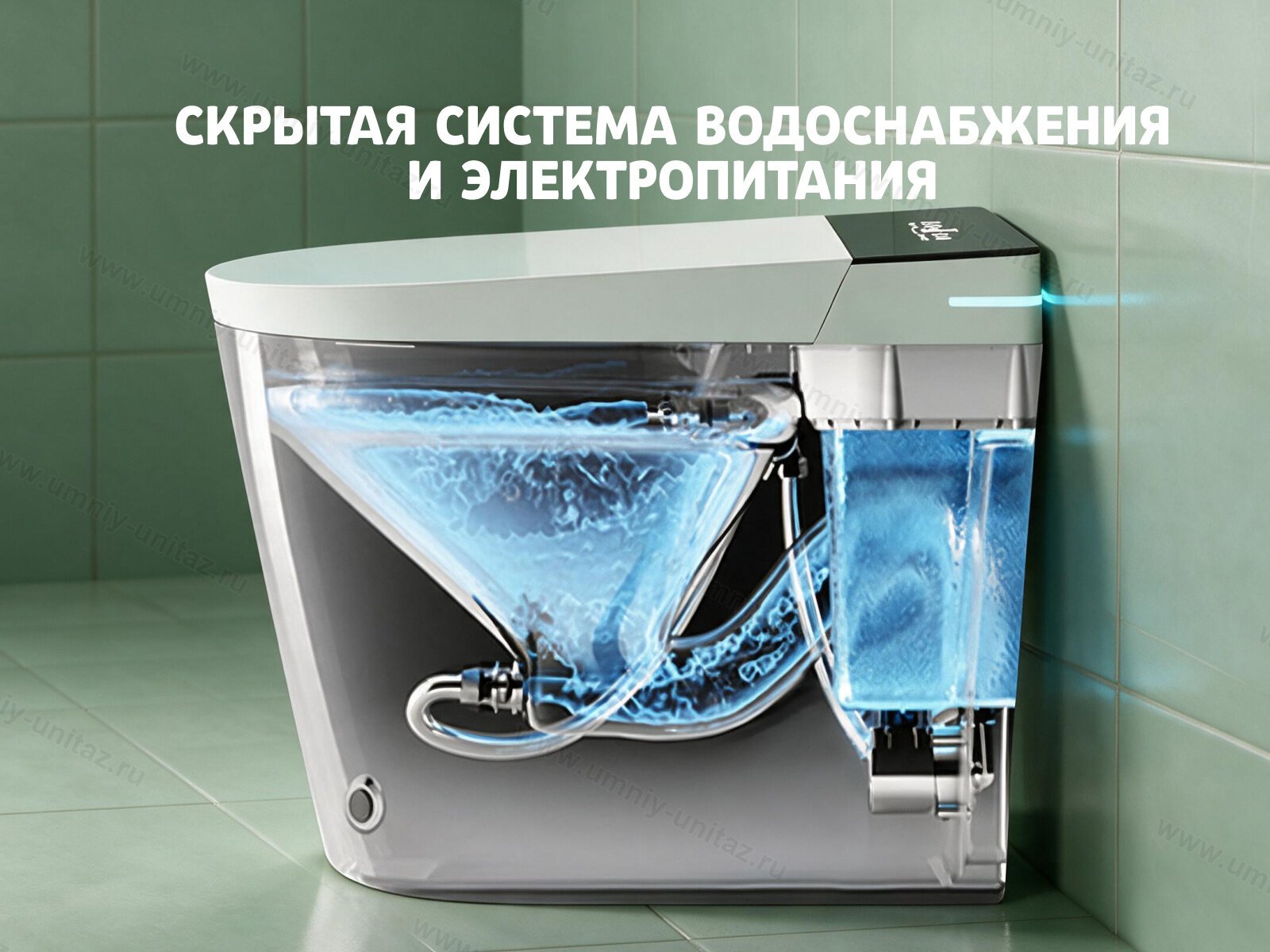 Напольный умный унитаз Meishida 580 с биде, УФ-стерилизацией и импульсным смывом — фото 11