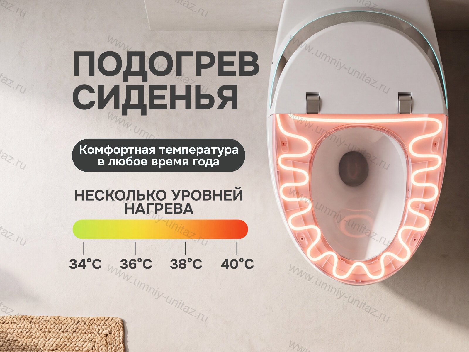 Умный унитаз Meishida 820 с биде, автосмывом, подогревом, сушкой и УФ-стерилизацией 820F — фото 8