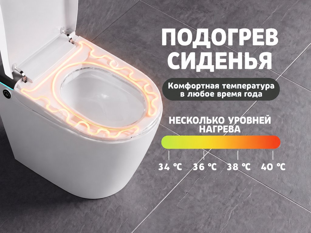 Напольный импульсный умный унитаз Meishida 951F с биде и встроенным бачком — фото 2