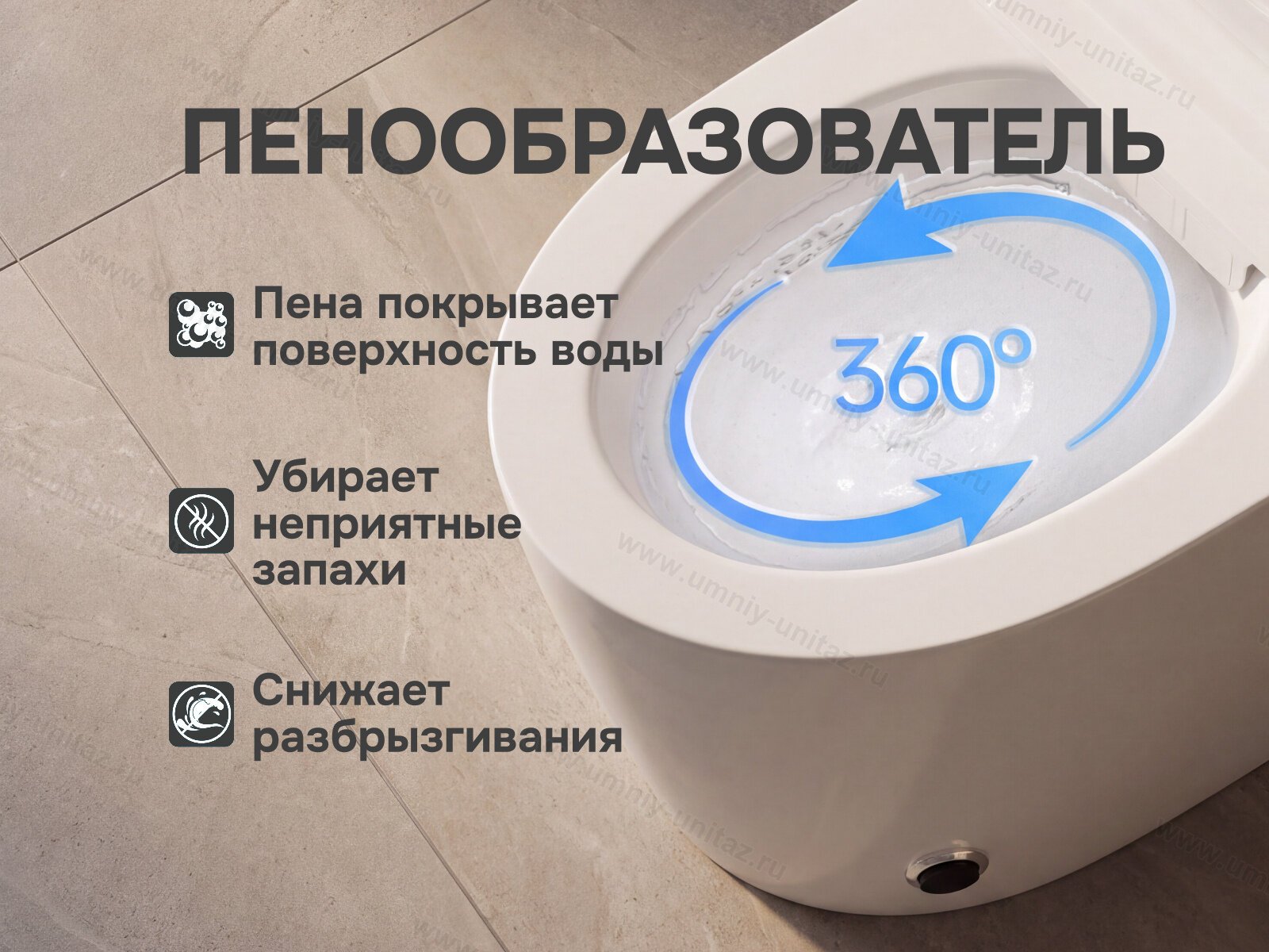 Напольный умный унитаз Meishida E5F с биде, УФ-стерилизацией и русским голосом — фото 5